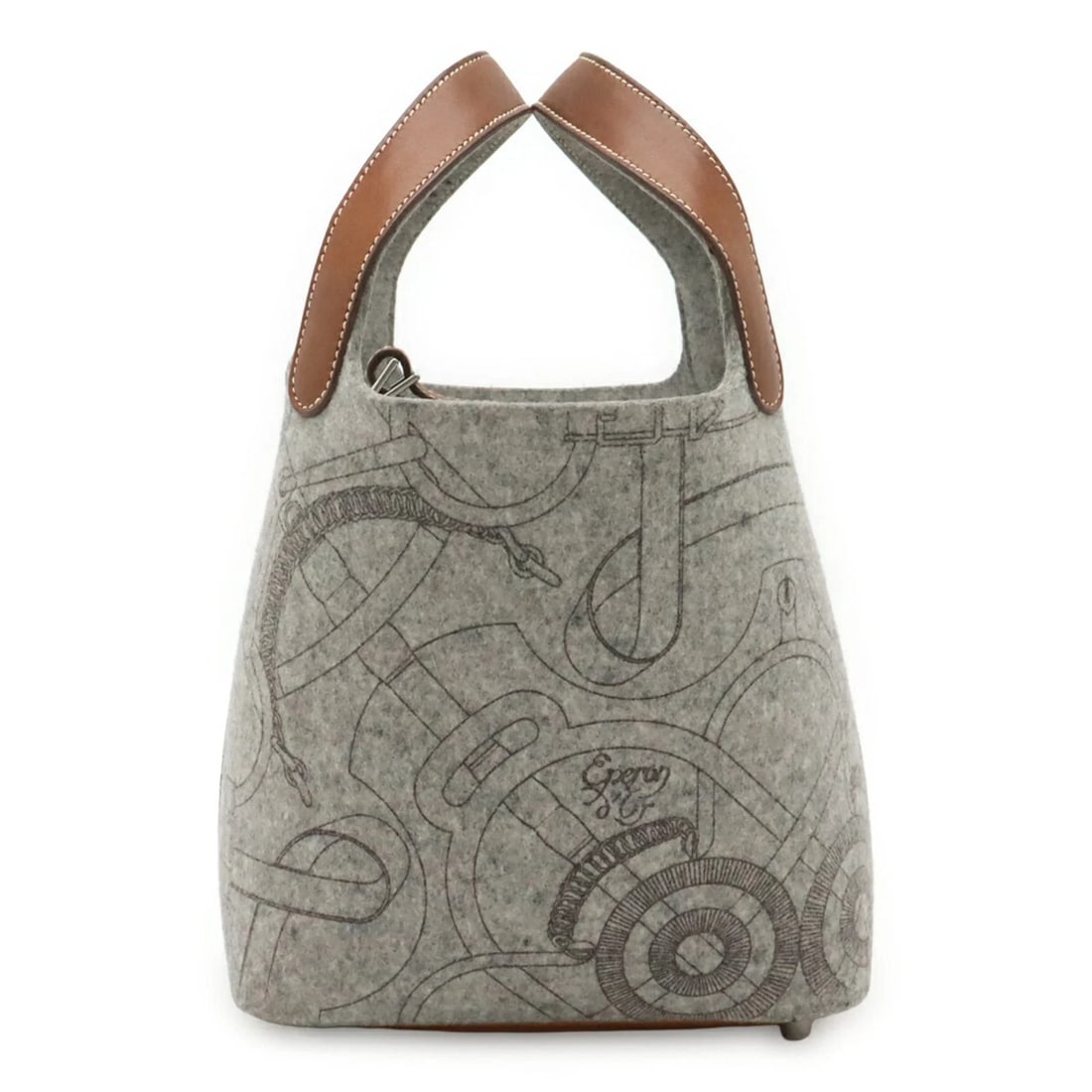 HERMES PICOTIN PM HANDBAG/TOTE BAG, FELT, VEAU SWIFT LEATHER, GRAY: HERMES Picotin PM handbag/tote bag, felt, Veau Swift leather, gray Brand: Hermes Type/Style: Handbag, Tote bag Material: Felt , Swift leather Color: Gray brown Size: (HxWxD)18.5cm x 19cm x 14cm / 7.28