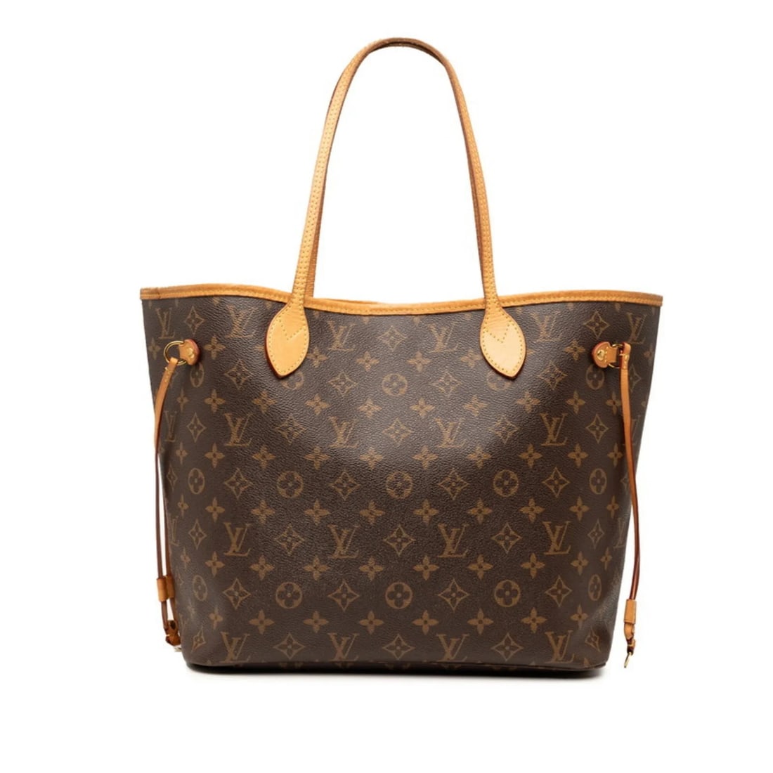 LOUIS VUITTON MONOGRAM NEVERFULL MM TOTE BAG BROWN LEATHER (1 of 3)