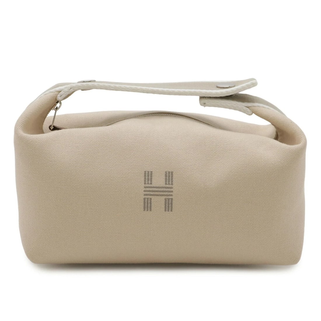 HERMES BLACK PM BATHROOM POUCH/HANDBAG, CANVAS, NATURAL (1 of 6)