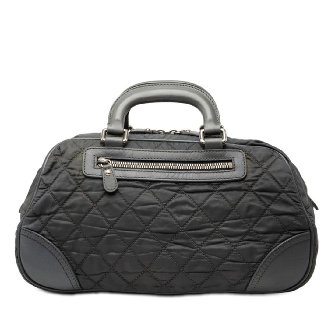 CHANEL PARIS- YORK LINE COCO MARK BOSTON BAG HANDBAG GRAY NYLON: Chanel Paris- York Line Coco Mark Boston Bag Handbag Gray Nylon Brand: Chanel Type/Style: Boston bag, Handbag Material: Nylon Color: Gray Size: (HxWxD)19cm x 36cm x 18cm / 7.48'' x 14.17'' x 7.08''