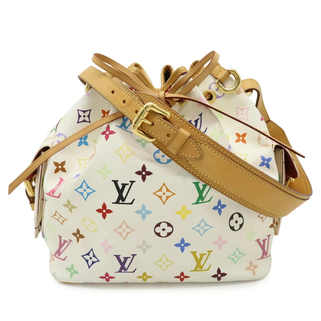 LOUIS VUITTON MONOGRAM MULTICOLOR PETIT NOE SHOULDER: LOUIS VUITTON Monogram Multicolor Petit Noe Shoulder Brand: Louis Vuitton Type/Style: Shoulder bag Material: Monogram,Multicolor Color: Blanc, Monogram, Multi-color, White Size: (HxWxD)26.5cm x 25cm x