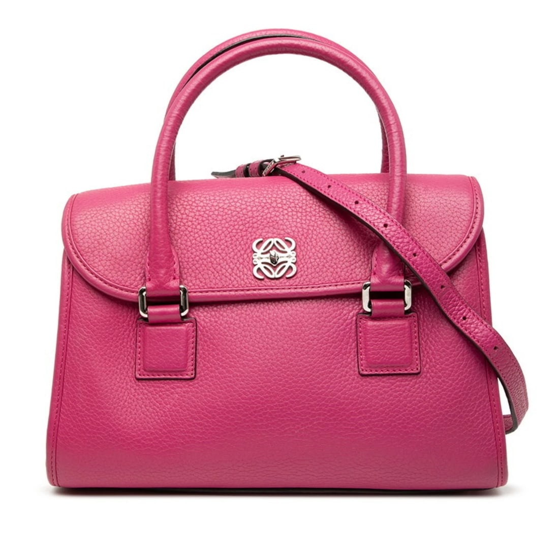 LOEWE ANAGRAM ALAMO 28 HANDBAG/SHOULDER BAG, 2-WAY, PINK LEATHER: LOEWE Anagram Alamo 28 Handbag/Shoulder Bag, 2-Way, Pink Leather Brand: Loewe Type/Style: Handbag, Shoulder bag Material: Leather Color: Pink Size: (HxWxD)18cm x 27.5cm x 12cm / 7.08'' x 10.82'' x 4.7