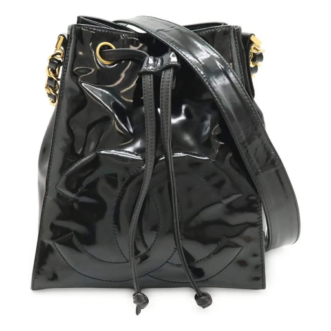CHANEL COCO MARK CHAIN SHOULDER BAG, ENAMEL PATENT LEATHER, BLACK: CHANEL Coco Mark Chain Shoulder Bag, Enamel Patent Leather, Black Brand: Chanel Type/Style: Shoulder bag Material: Leather Color: Black Size: (HxWxD)24cm x 21cm x 16cm / 9.44'' x 8.26'' x 6.29'' A