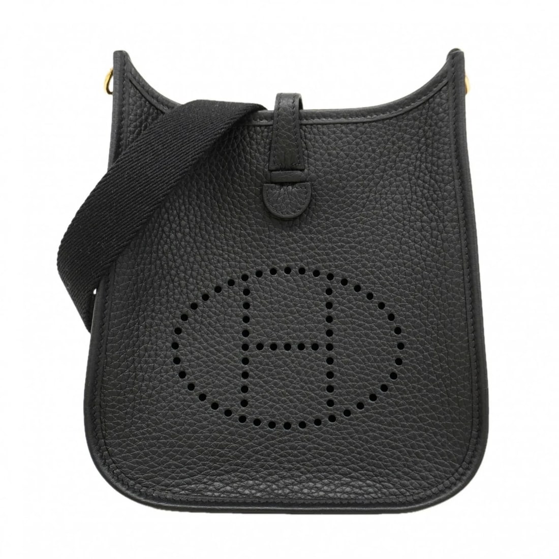 HERMES EVELYNE TPM SHOULDER BAG, TAURILLON CLEMENCE LEATHER: Hermes Evelyne TPM Shoulder Bag, Taurillon Clemence Leather Brand: Hermes Type/Style: Shoulder bag Material: Taurillon clemence leather Color: Black Size: (HxWxD)18cm x 17.5cm x 5.5cm / 7.08'' x 6.88'