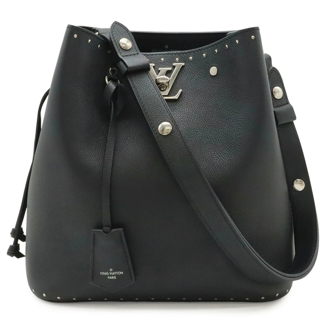 LOUIS VUITTON LOCKMERE BUCKET STUDDED SHOULDER BAG, LEATHER: LOUIS VUITTON Lockmere Bucket Studded Shoulder Bag, Leather Brand: Louis Vuitton Type/Style: Shoulder bag Material: Leather Color: Black,Noir Size: (HxWxD)27cm x 25cm x 15cm / 10.62'' x 9.84'' x 5.9''