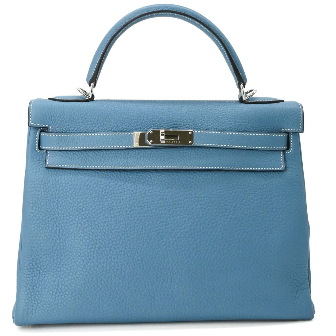 HERMES KELLY 28 HANDBAG TOTE BAG, TAURILLON CLEMENCE LEATHER: HERMES Kelly 28 Handbag Tote Bag, Taurillon Clemence Leather Brand: Hermes Type/Style: Handbag, Tote bag Material: Taurillon clemence leather Color: Blue Jean Size: (HxWxD)22.5cm x 31cm x 12cm / 8.85'