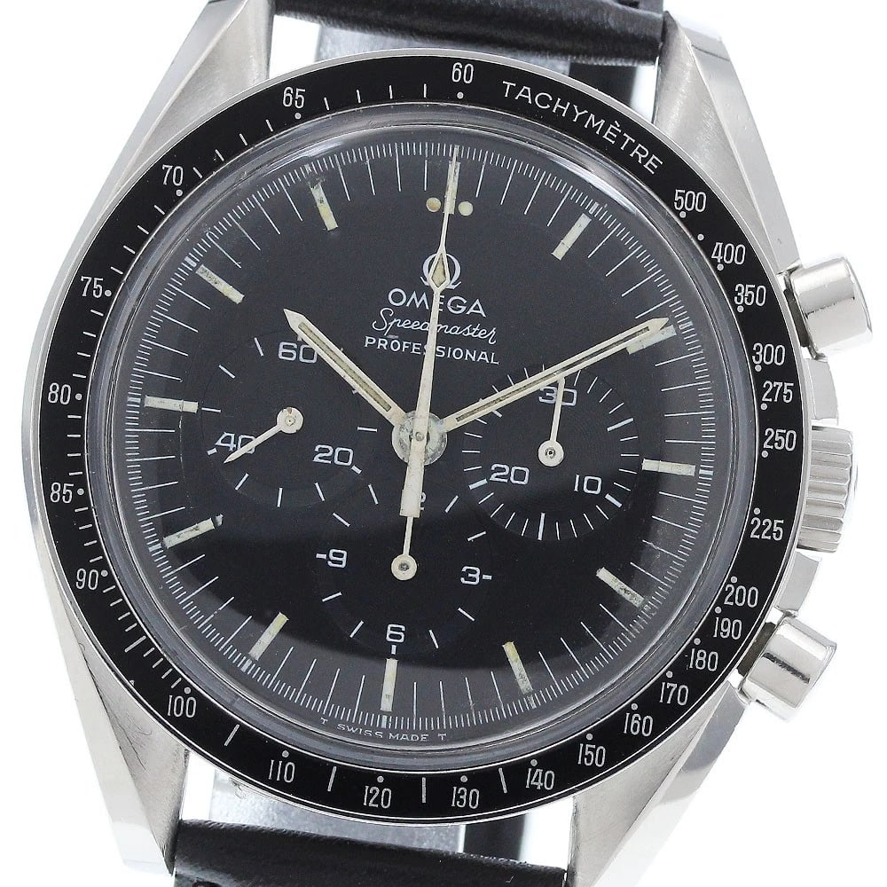 OMEGA SPEEDMASTER PROFESSIONAL WATCH: OMEGA Speedmaster Professional Watch Brand: OMEGA Type/Style: Wristwatch Material: Band Material leather, Case Material Stainless Steel Color: Case Color Silver Band Color black Dial Color black