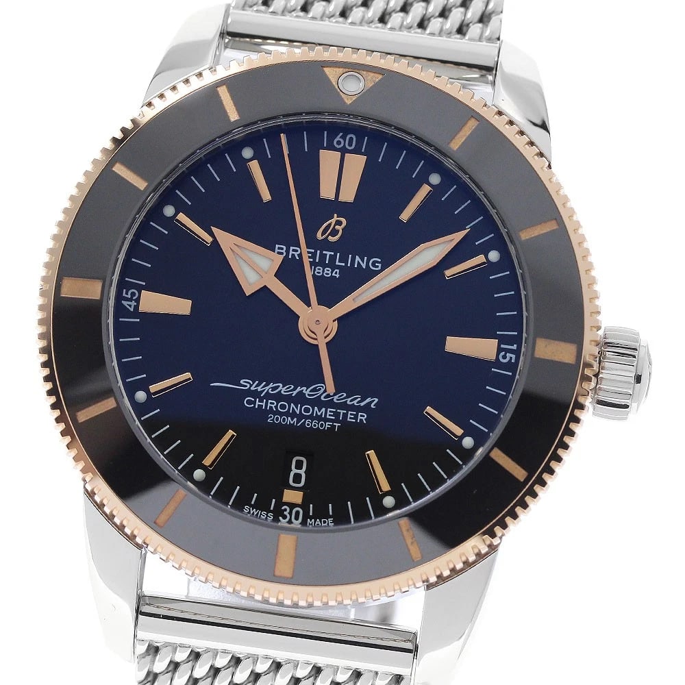 BREITLING SUPER OCEAN HERITAGE DATE AUTOMATIC WATCH: BREITLING Super Ocean Heritage Date Automatic Watch Brand: BREITLING Type/Style: Wristwatch Material: Band Material Stainless Steel, Case Material Stainless Steel/PG Color: Case Color Silver / Pink Go
