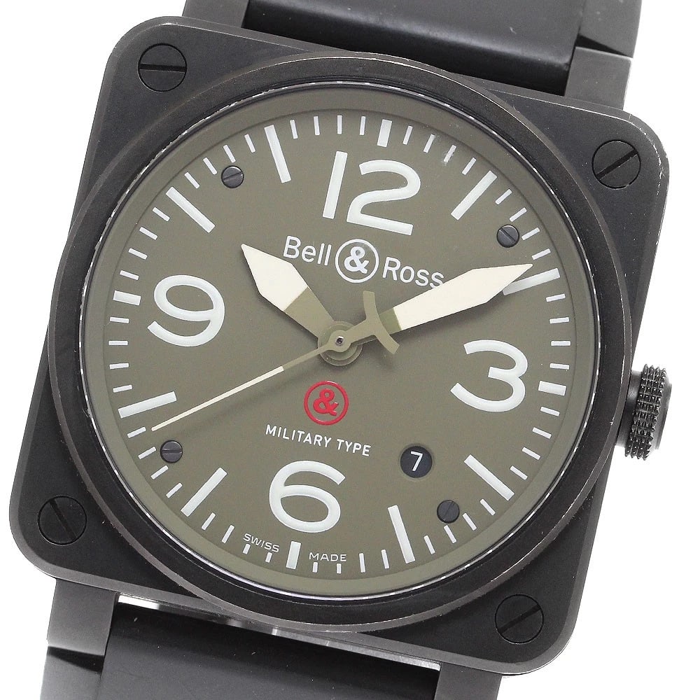 BELL?ROSS DATE KHAKI AUTOMATIC WATCH: Bell?Ross Date khaki Automatic Watch Brand: Bell?Ross Type/Style: Wristwatch Material: Band Material rubber, Case Material ceramic Color: Dial Color khaki Band Color black Case Color black Size: Case