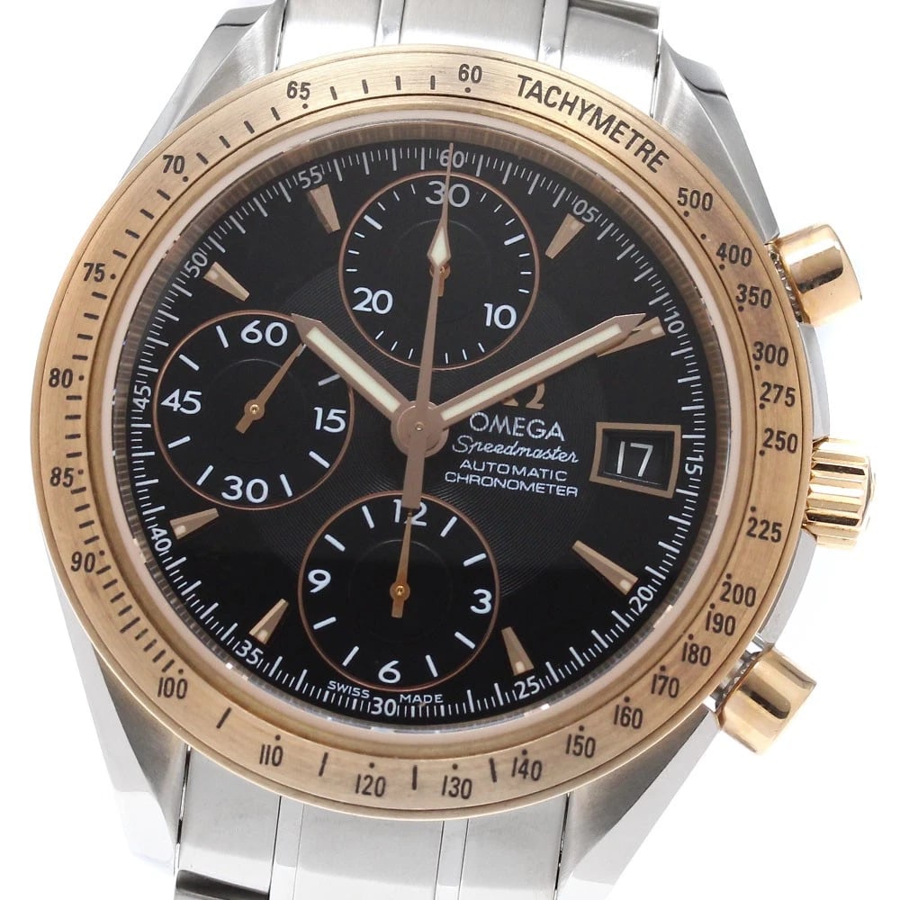 OMEGA SPEEDMASTER CHRONOGRAPH AUTOMATIC WATCH: OMEGA Speedmaster Chronograph Automatic Watch Brand: OMEGA Type/Style: Wristwatch Material: Band Material Stainless Steel, Case Material Stainless Steel/PG Color: Case Color Silver / Pink Gold Band