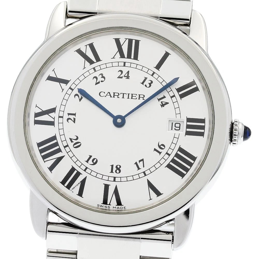 CARTIER RONDE SOLO DATE SILVER QUARTZ WATCH: CARTIER Ronde Solo Date Silver Quartz Watch Brand: CARTIER Type/Style: Wristwatch Material: Band Material Stainless Steel, Case Material Stainless Steel Color: Case Color Silver Band Color Silver
