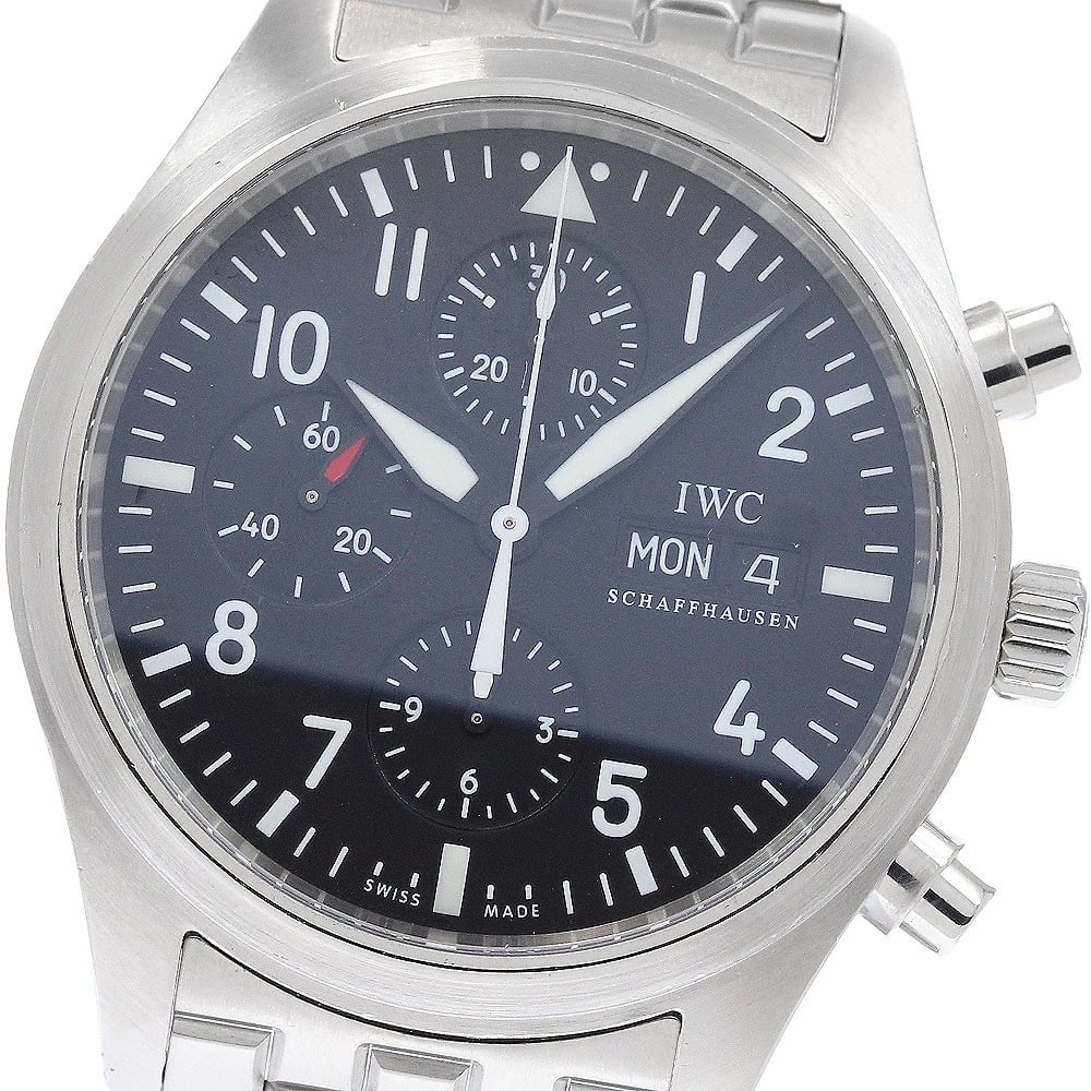 IWC SCHAFFHAUSEN PILOT WATCH CHRONOGRAPH DATE AUTOMATIC WATCH: IWC SCHAFFHAUSEN Pilot watch Chronograph date Automatic Watch Brand: IWC SCHAFFHAUSEN Type/Style: Wristwatch Material: Band Material Stainless Steel, Case Material Stainless Steel Color: Case Color