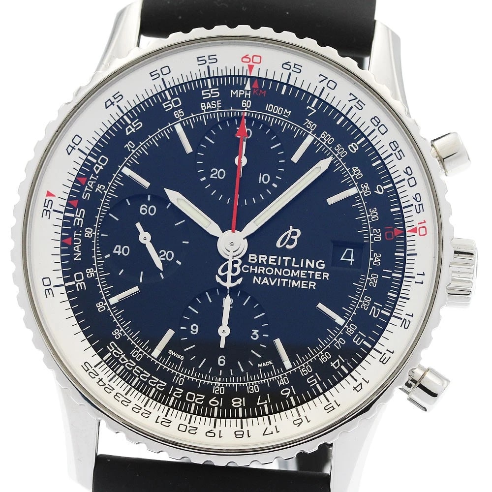 BREITLING NAVITIMER CHRONOGRAPH BLACK AUTOMATIC WATCH: BREITLING Navitimer Chronograph Black Automatic Watch Brand: BREITLING Type/Style: Wristwatch Material: Band Material rubber, Case Material Stainless Steel Color: Band Color black Case Color Silver Di