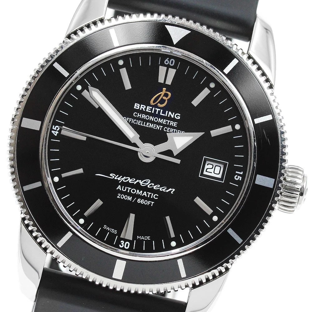 BREITLING SUPEROCEAN HERITAGE DATE AUTOMATIC WATCH: BREITLING Superocean Heritage Date Automatic Watch Brand: BREITLING Type/Style: Wristwatch Material: Band Material rubber, Case Material Stainless Steel Color: Case Color Silver Band Color black Dial