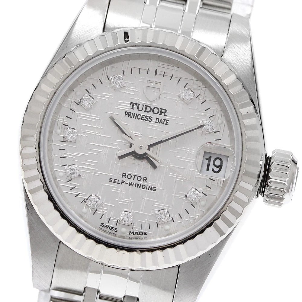 TUDOR PRINCESS DATE DIAMOND SILVER AUTOMATIC WATCH: TUDOR Princess Date diamond Silver Automatic Watch Brand: TUDOR Type/Style: Wristwatch Material: Band Material Stainless Steel, Case Material Stainless Steel/WG Color: Dial Color Silver Band Color Sil