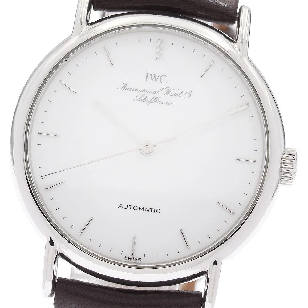 IWC SCHAFFHAUSEN WHITE AUTOMATIC WATCH: IWC SCHAFFHAUSEN white Automatic Watch Brand: IWC SCHAFFHAUSEN Type/Style: Wristwatch Material: Band Material leather, Case Material Stainless Steel Color: Dial Color white Band Color Brown Case