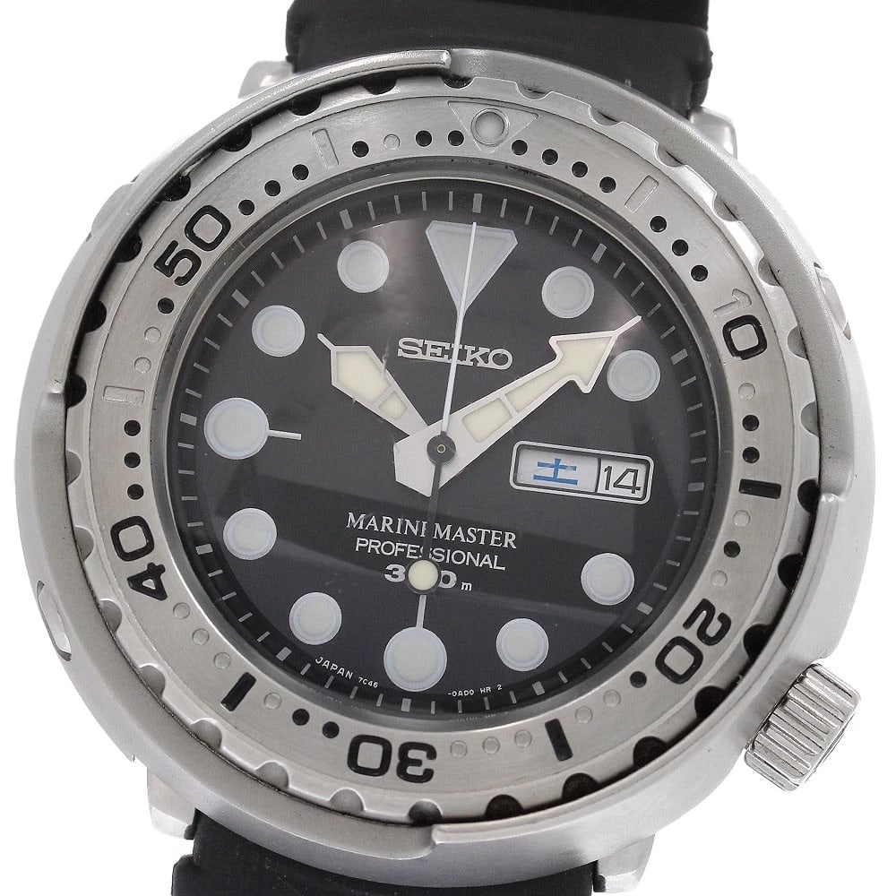 SEIKO MARINE DATE BLACK QUARTZ WATCH: SEIKO Marine date black Quartz Watch Brand: SEIKO Type/Style: Wristwatch Material: Band Material rubber, Case Material Stainless Steel Color: Case Color Silver Band Color black Dial Color black Size: