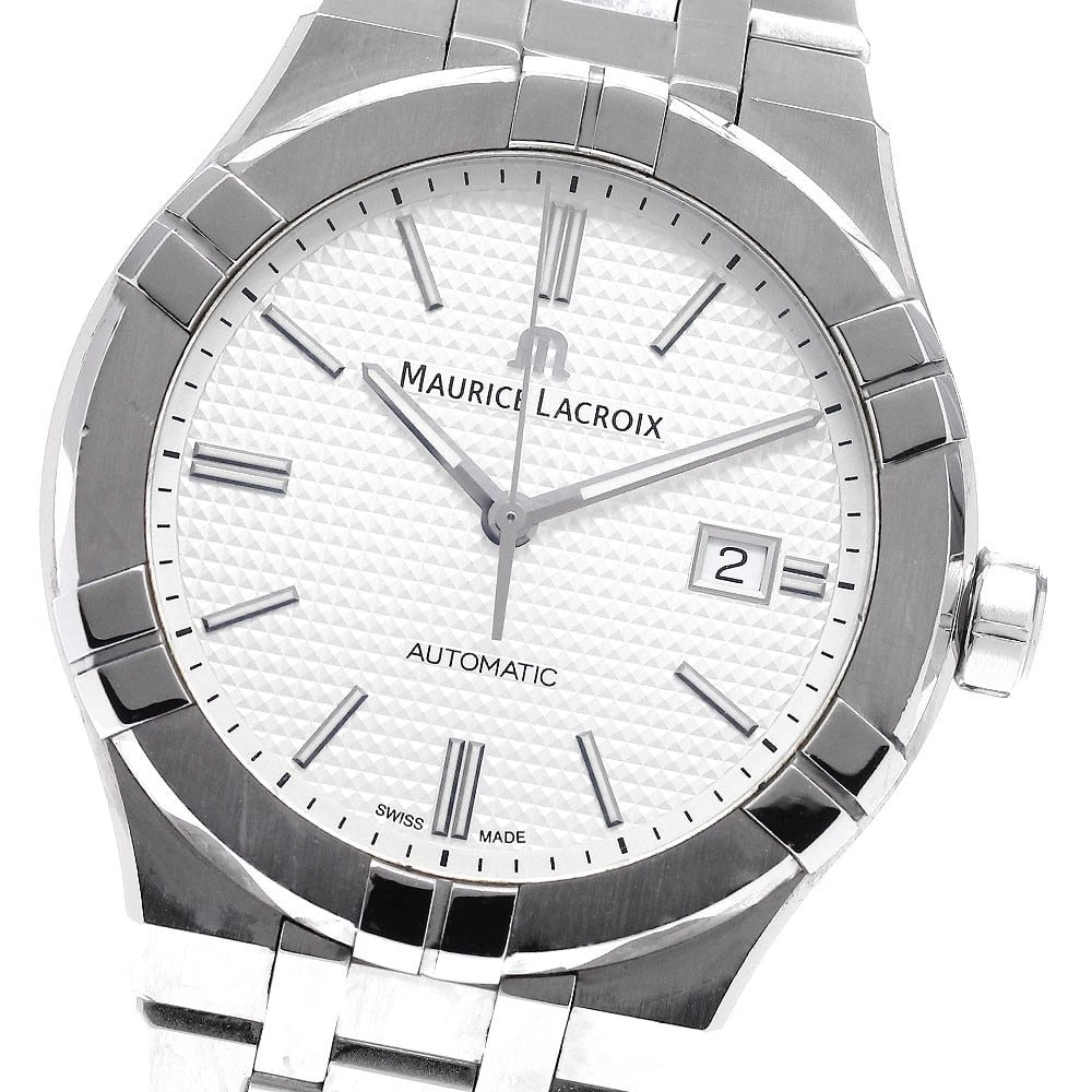 MAURICE LACROIX DATE SILVER AUTOMATIC WATCH: MAURICE LACROIX Date Silver Automatic Watch Brand: MAURICE LACROIX Type/Style: Wristwatch Material: Band Material Stainless Steel, Case Material Stainless Steel Color: Case Color Silver Band Color