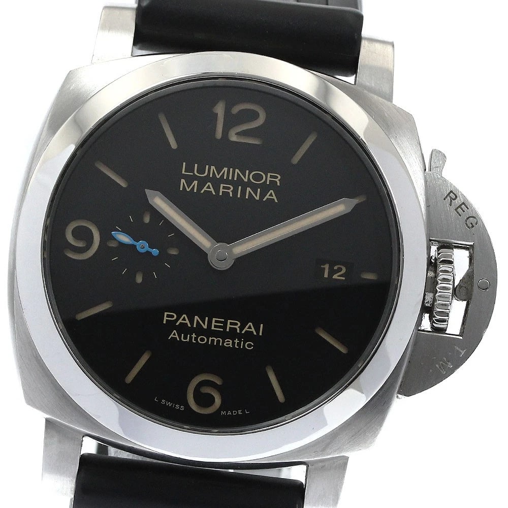 PANERAI LUMINOR MARINA DATE AUTOMATIC WATCH: PANERAI Luminor Marina Date Automatic Watch Brand: PANERAI Type/Style: Wristwatch Material: Band Material rubber, Case Material Stainless Steel Color: Band Color black Case Color Silver Dial Color