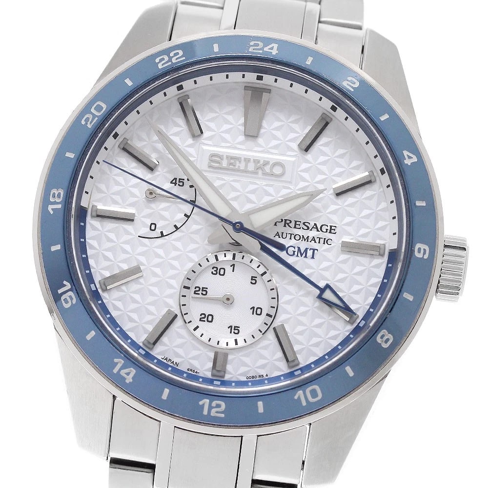 SEIKO PRESAGE AUTOMATIC WATCH: SEIKO Presage Automatic Watch Brand: SEIKO Type/Style: Wristwatch Material: Band Material Stainless Steel, Case Material Stainless Steel Color: Case Color Silver Band Color Silver Dial Color white