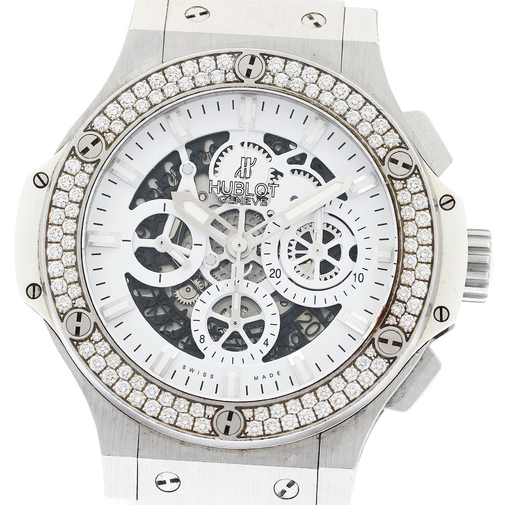 HUBLOT BIG BANG AEROBAN AUTOMATIC WATCH: HUBLOT Big Bang Aeroban Automatic Watch Brand: HUBLOT Type/Style: Wristwatch Material: rubber, Stainless Steel Color: Dial Color white Band Color white Case Color Silver Size: Case size About 48mm