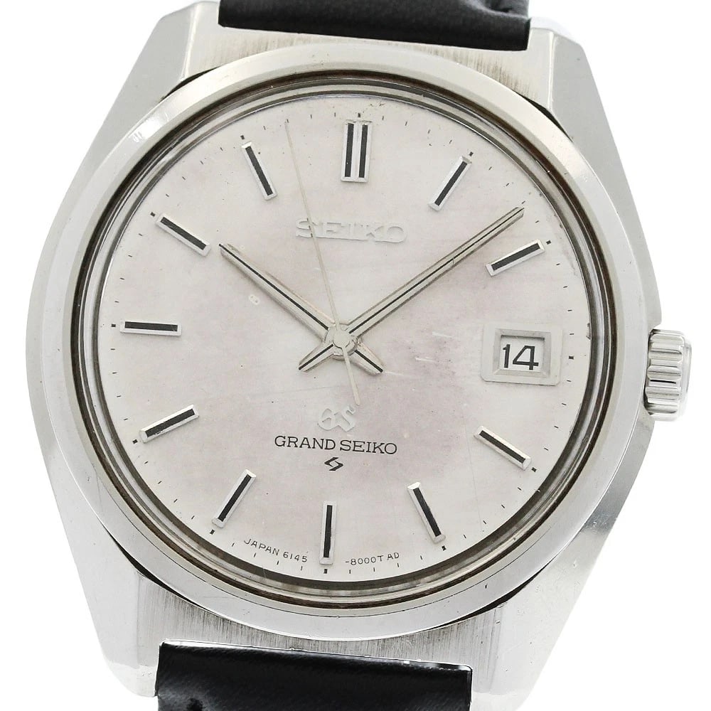 SEIKO GRAND DATE SILVER AUTOMATIC WATCH: SEIKO Grand Date Silver Automatic Watch Brand: SEIKO Type/Style: Wristwatch Material: Band Material leather, Case Material Stainless Steel Color: Case Color Silver Band Color black Dial Color Silver S