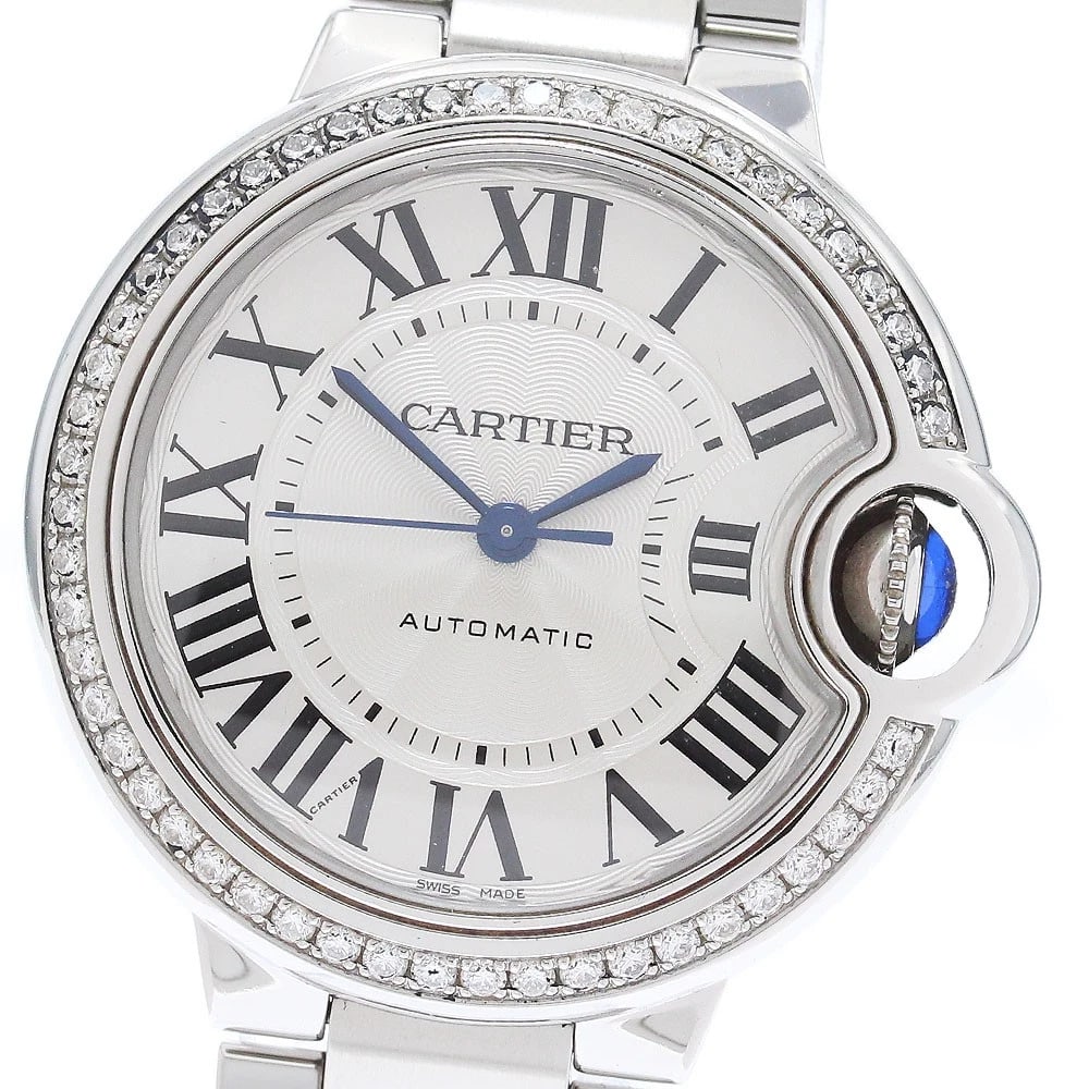 CARTIER BALLON BLEU DIAMOND BEZEL AUTOMATIC WATCH: CARTIER Ballon Bleu Diamond Bezel Automatic Watch Brand: CARTIER Type/Style: Wristwatch Material: Band Material Stainless Steel, Case Material Stainless Steel Color: Dial Color Silver Band Color Silve