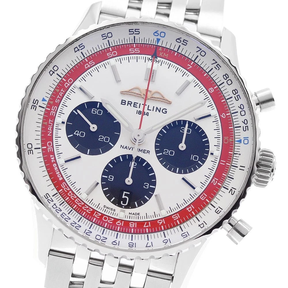 BREITLING NAVITIMER CHRONOGRAPH WATCH: BREITLING Navitimer Chronograph Watch Brand: BREITLING Type/Style: Wristwatch Material: Band Material Stainless Steel, Case Material Stainless Steel Color: Case Color Silver Band Color Silver Dial Col