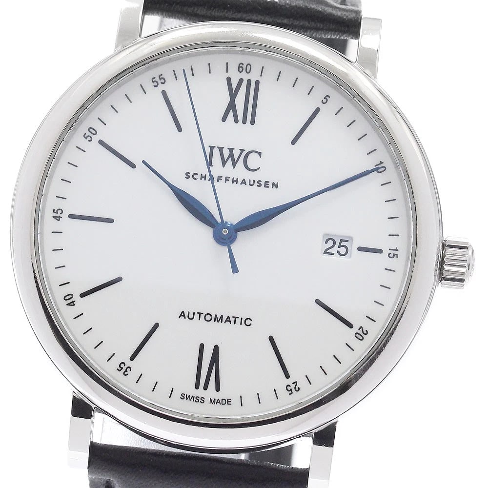 IWC SCHAFFHAUSEN PORTOFINO AUTOMATIC WATCH: IWC SCHAFFHAUSEN Portofino Automatic Watch Brand: IWC SCHAFFHAUSEN Type/Style: Wristwatch Material: Band Material leather, Case Material Stainless Steel Color: Case Color Silver Band Color black Dial 