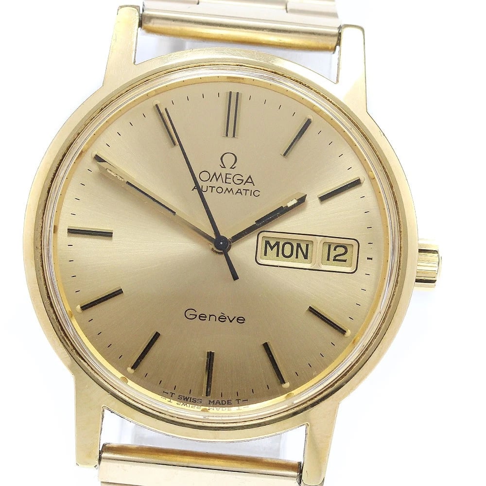 OMEGA GENEVE DATE GOLD AUTOMATIC WATCH (1 of 3)