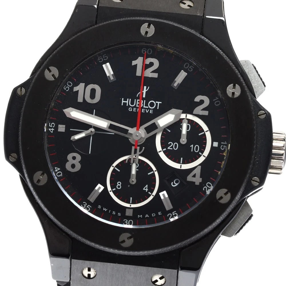 HUBLOT BIG BANG BLACK AUTOMATIC WATCH: HUBLOT big Bang black Automatic Watch Brand: HUBLOT Type/Style: Wristwatch Material: Band Material rubber, Case Material ceramic Color: Dial Color black Band Color black Case Color black Size: Case si