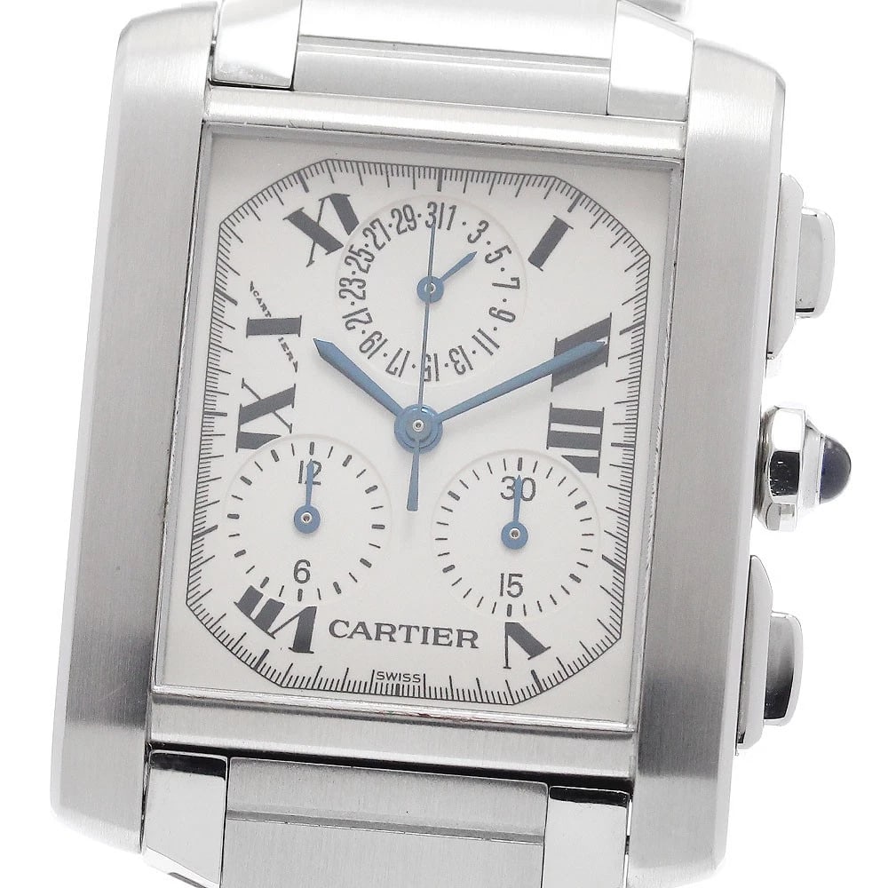 CARTIER TANK FRANCAISE CHRONO QUARTZ WATCH: CARTIER Tank Francaise Chrono Quartz Watch Brand: CARTIER Type/Style: Wristwatch Material: Band Material Stainless Steel, Case Material Stainless Steel Color: Case Color Silver Band Color Silver Dial