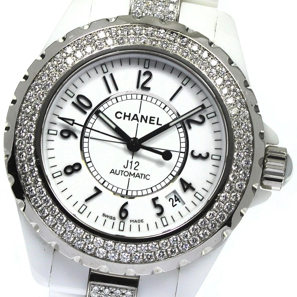 CHANEL J12 BEZEL DIAMOND WHITE AUTOMATIC WATCH: CHANEL J12 Bezel Diamond white Automatic Watch Brand: CHANEL Type/Style: Wristwatch Material: Band Material Ceramic / Stainless Steel, Case Material Ceramic / Stainless Steel Color: Case Color White /