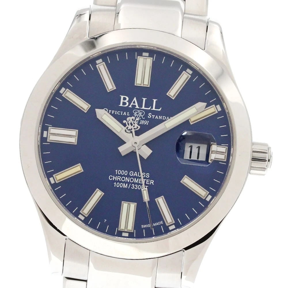 BALLWATCH ENGINEER AUTOMATIC WATCH: BALLWATCH Engineer Automatic Watch Brand: BALLWATCH Type/Style: Wristwatch Material: Band Material Stainless Steel, Case Material Stainless Steel Color: Dial Color blue Band Color Silver Case Color Si