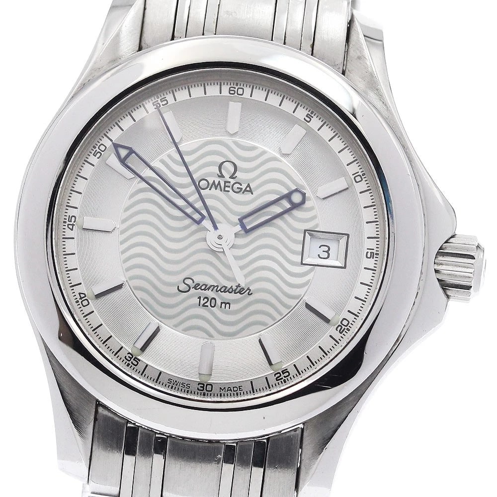 OMEGA SEAMASTER DATE SILVER QUARTZ WATCH: OMEGA Seamaster Date Silver Quartz Watch Brand: OMEGA Type/Style: Wristwatch Material: Band Material Stainless Steel, Case Material Stainless Steel Color: Case Color Silver Band Color Silver Dial Colo