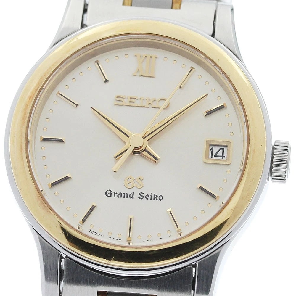 SEIKO GRAND DATE YG QUARTZ WATCH: SEIKO Grand Date YG Quartz Watch Brand: SEIKO Type/Style: Wristwatch Material: Band Material Stainless Steel/YG, Case Material Stainless Steel/YG Color: Case Color Silver / Gold Band Color Silver / Go