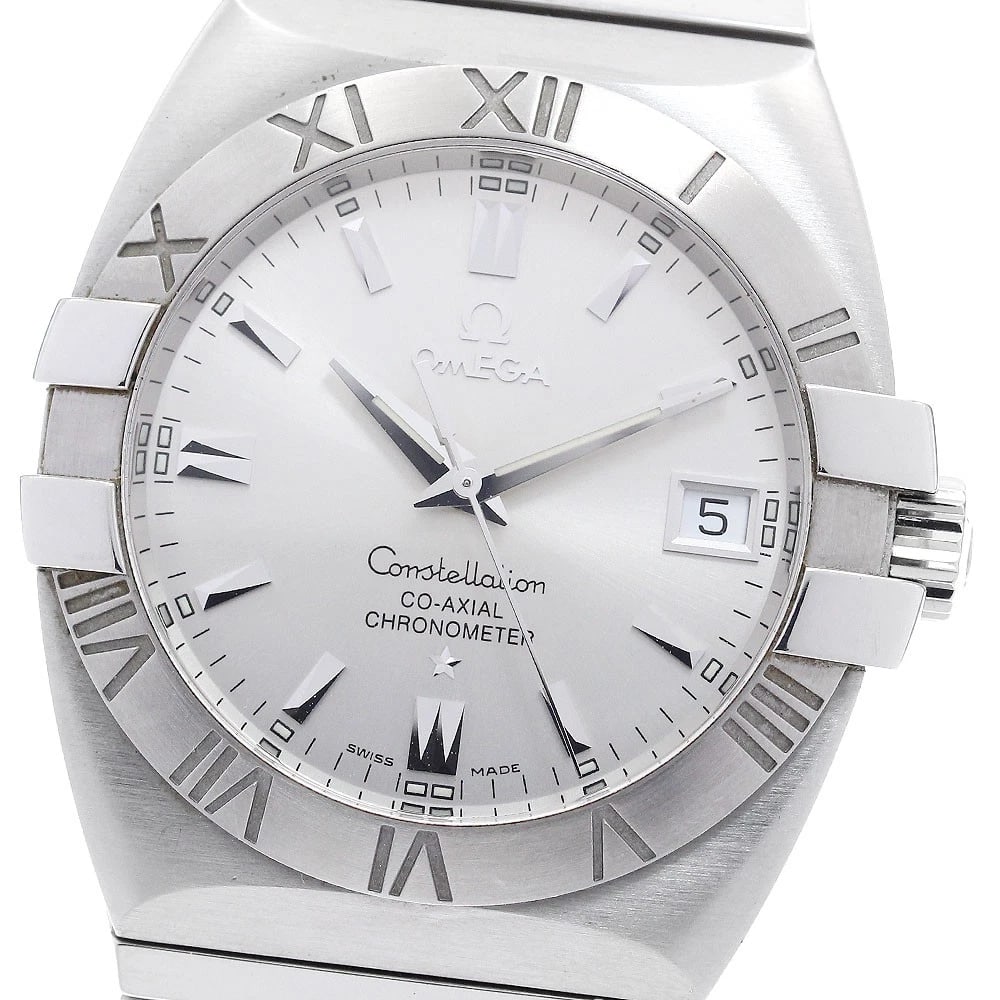 OMEGA CONSTELLATION DATE AUTOMATIC WATCH: OMEGA Constellation Date Automatic Watch Brand: OMEGA Type/Style: Wristwatch Material: Band Material Stainless Steel, Case Material Stainless Steel Color: Dial Color Silver Band Color Silver Case
