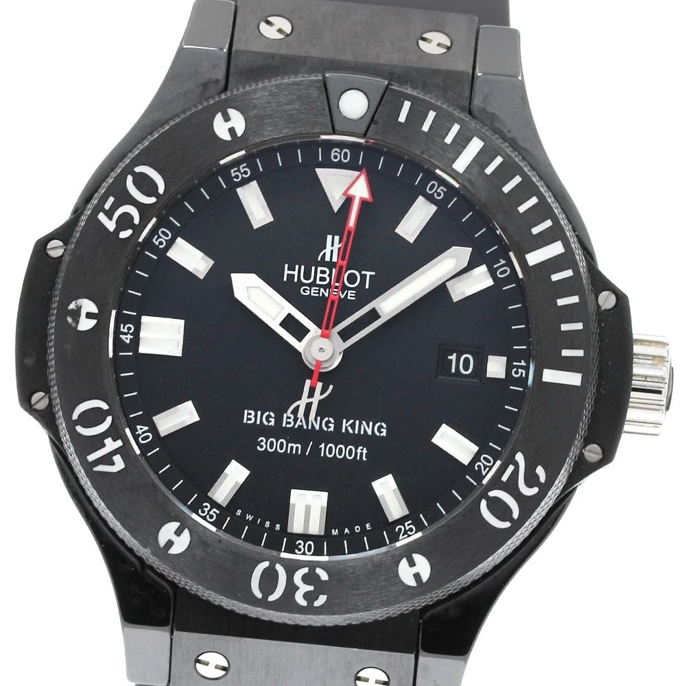 HUBLOT BIG BANG KING BLACK AUTOMATIC WATCH: HUBLOT Big Bang King Black Automatic Watch Brand: HUBLOT Type/Style: Wristwatch Material: Band Material rubber, Case Material Ceramic / titanium Color: Dial Color black Band Color black Case Color