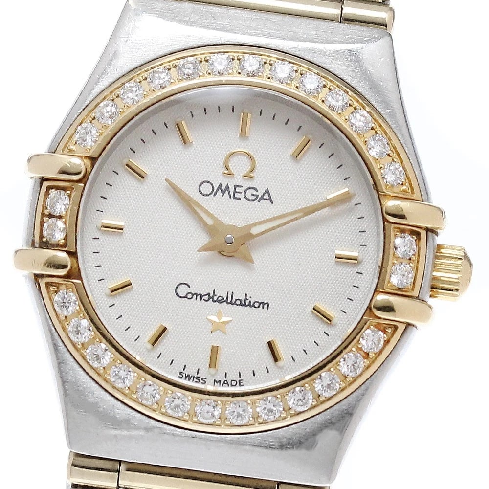 OMEGA CONSTELLATION DIAMOND BEZEL QUARTZ WATCH: OMEGA Constellation Diamond Bezel Quartz Watch Brand: OMEGA Type/Style: Wristwatch Material: Band Material Stainless Steel/YG, Case Material Stainless Steel/YG Color: Case Color Silver / Gold Band Col