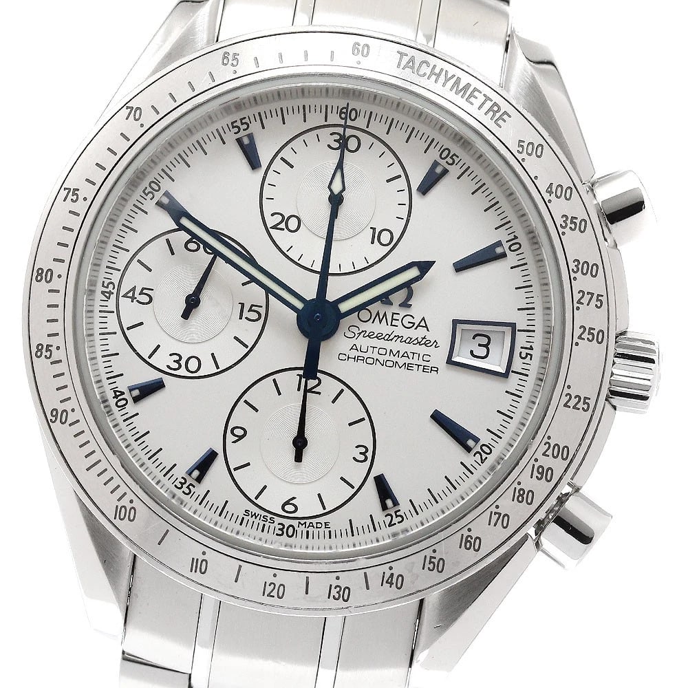 OMEGA SPEEDMASTER DATE SILVER AUTOMATIC WATCH