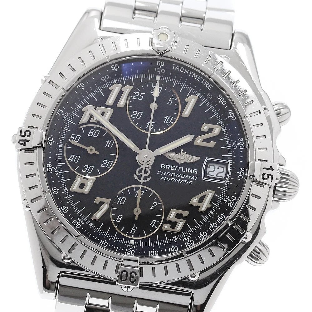 BREITLING CHRONOMBLACK DATE AUTOMATIC WATCH: BREITLING ChronomBlack Date Automatic Watch Brand: BREITLING Type/Style: Wristwatch Material: Band Material Stainless Steel, Case Material Stainless Steel Color: Case Color Silver Band Color Silver