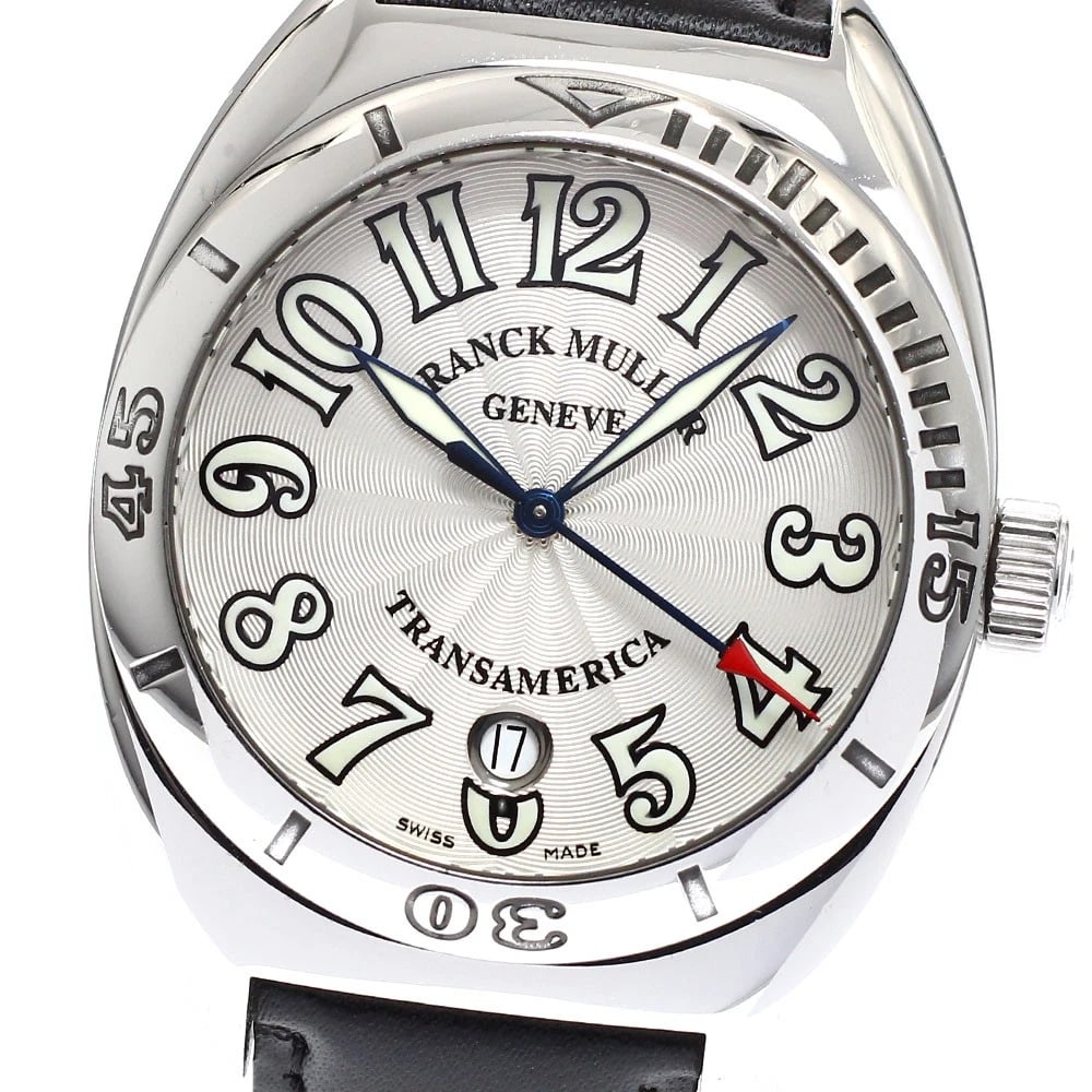 FRANCK MULLER DATE SILVER AUTOMATIC WATCH: FRANCK MULLER Date Silver Automatic Watch Brand: FRANCK MULLER Type/Style: Wristwatch Material: Band Material leather, Case Material Stainless Steel Color: Dial Color Silver Band Color black Case