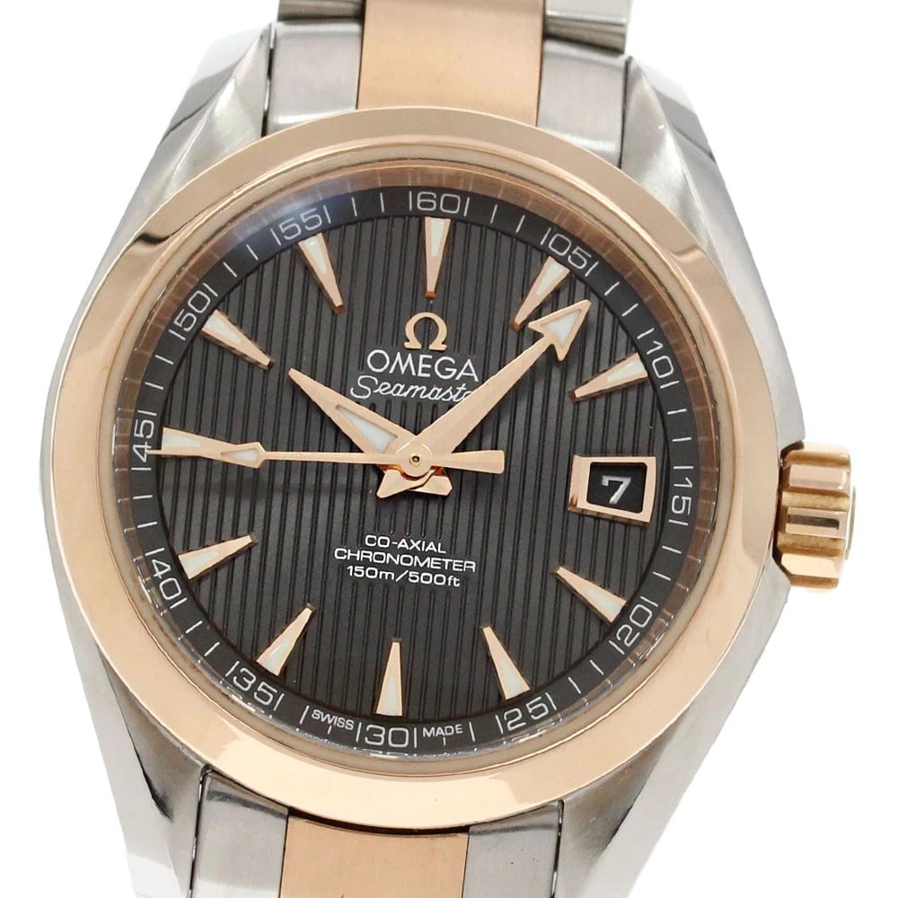 OMEGA SEAMASTER AQUA TERRA AUTOMATIC WATCH: OMEGA Seamaster Aqua Terra Automatic Watch Brand: OMEGA Type/Style: Wristwatch Material: Band Material Stainless Steel/PG, Case Material Stainless Steel/PG Color: Dial Color gray Band Color Silver /