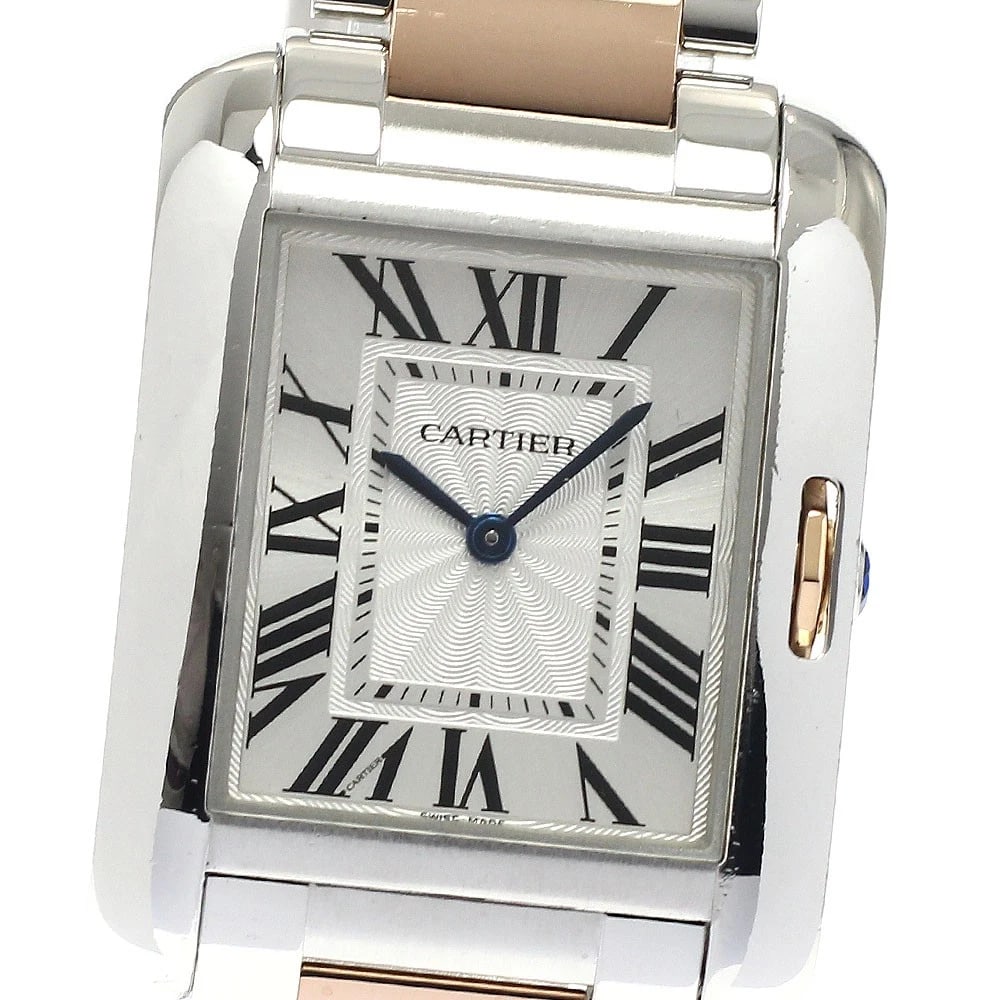 CARTIER TANK ANGLAISE SILVER QUARTZ WATCH: CARTIER Tank Anglaise Silver Quartz Watch Brand: CARTIER Type/Style: Wristwatch Material: Band Material Stainless Steel/PG, Case Material Stainless Steel/PG Color: Dial Color Silver Band Color Silver