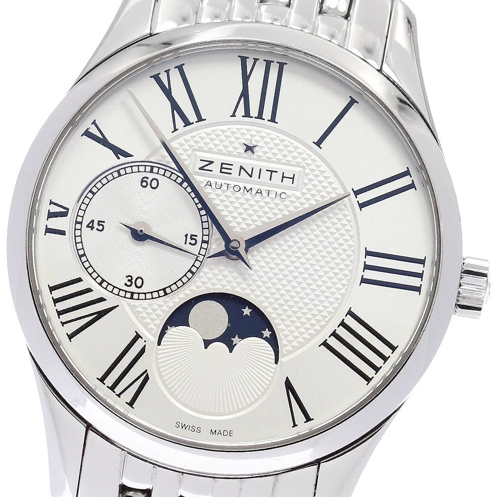 ZENITH STAINLESS STEEL AUTOMATIC WATCH: ZENITH Stainless Steel Automatic Watch Brand: ZENITH Type/Style: Wristwatch Material: Band Material Stainless Steel, Case Material Stainless Steel Color: Case Color Silver Band Color Silver Dial