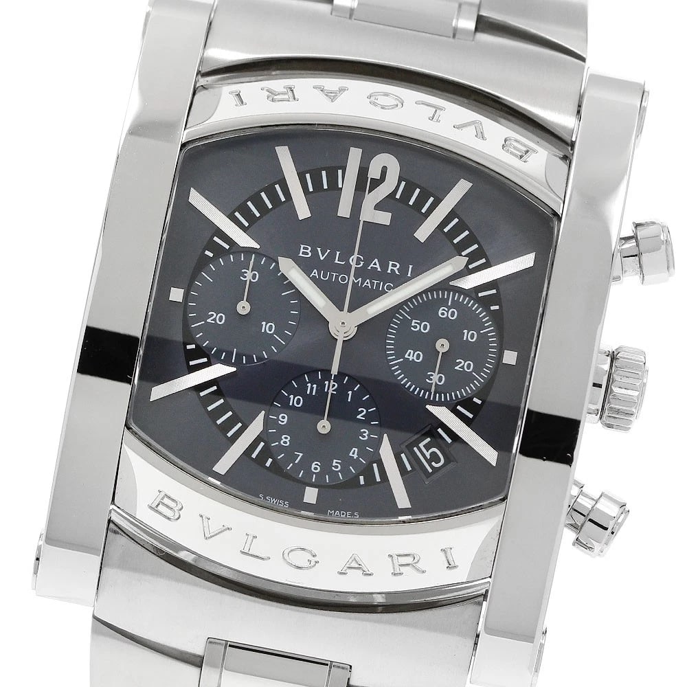 BVLGARI ASSIOMA CHRONOGRAPH DATE GRAY AUTOMATIC WATCH: BVLGARI Assioma Chronograph Date Gray Automatic Watch Brand: BVLGARI Type/Style: Wristwatch Material: Band Material Stainless Steel, Case Material Stainless Steel Color: Case Color Silver Band Color S