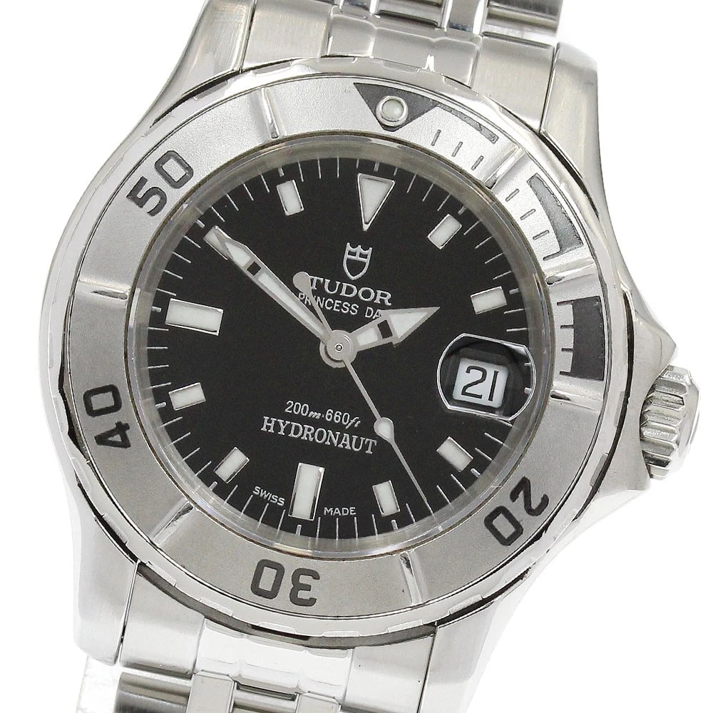 TUDOR PRINCESS DATE BLACK AUTOMATIC WATCH: TUDOR Princess Date black Automatic Watch Brand: TUDOR Type/Style: Wristwatch Material: Band Material Stainless Steel, Case Material Stainless Steel Color: Dial Color black Band Color Silver Case