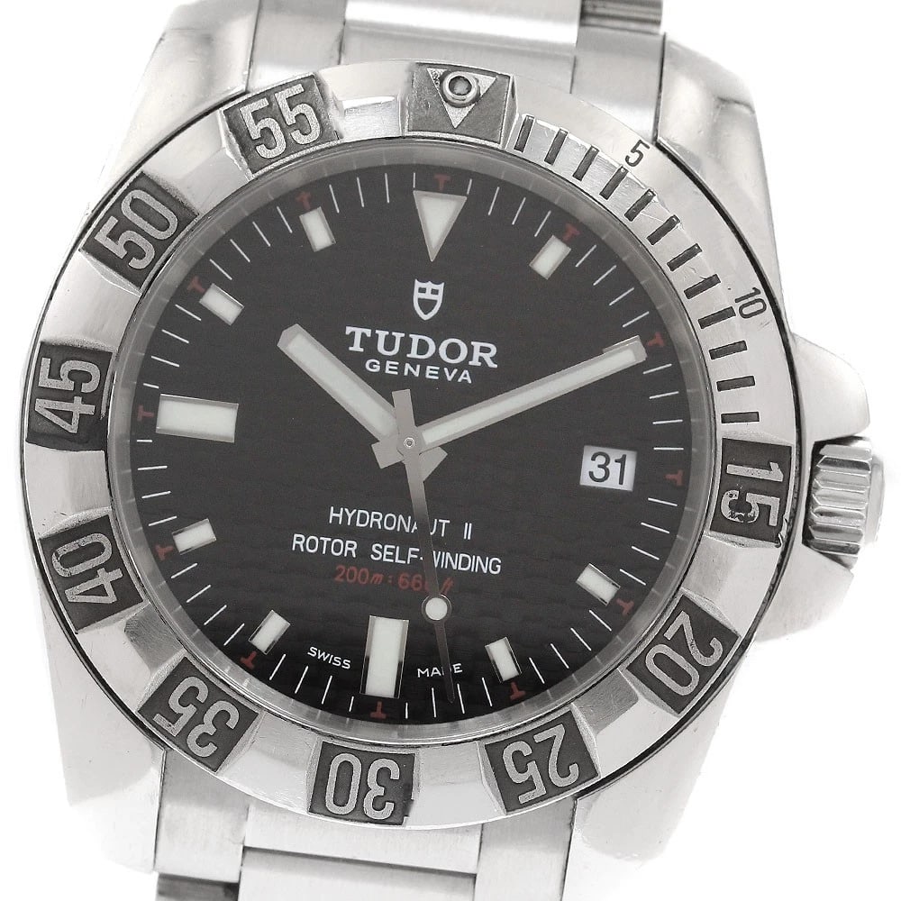 TUDOR HYDRO DATE BLACK AUTOMATIC WATCH: TUDOR Hydro Date black Automatic Watch Brand: TUDOR Type/Style: Wristwatch Material: Band Material Stainless Steel, Case Material Stainless Steel Color: Dial Color black Band Color Silver Case Color
