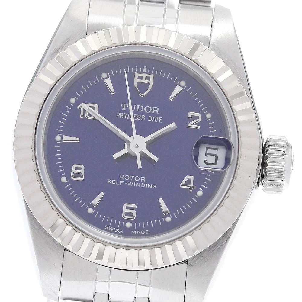 TUDOR PRINCESS DATE WG BEZEL BLUE AUTOMATIC WATCH: TUDOR Princess Date WG bezel blue Automatic Watch Brand: TUDOR Type/Style: Wristwatch Material: Band Material Stainless Steel, Case Material Stainless Steel/WG Color: Dial Color blue Band Color