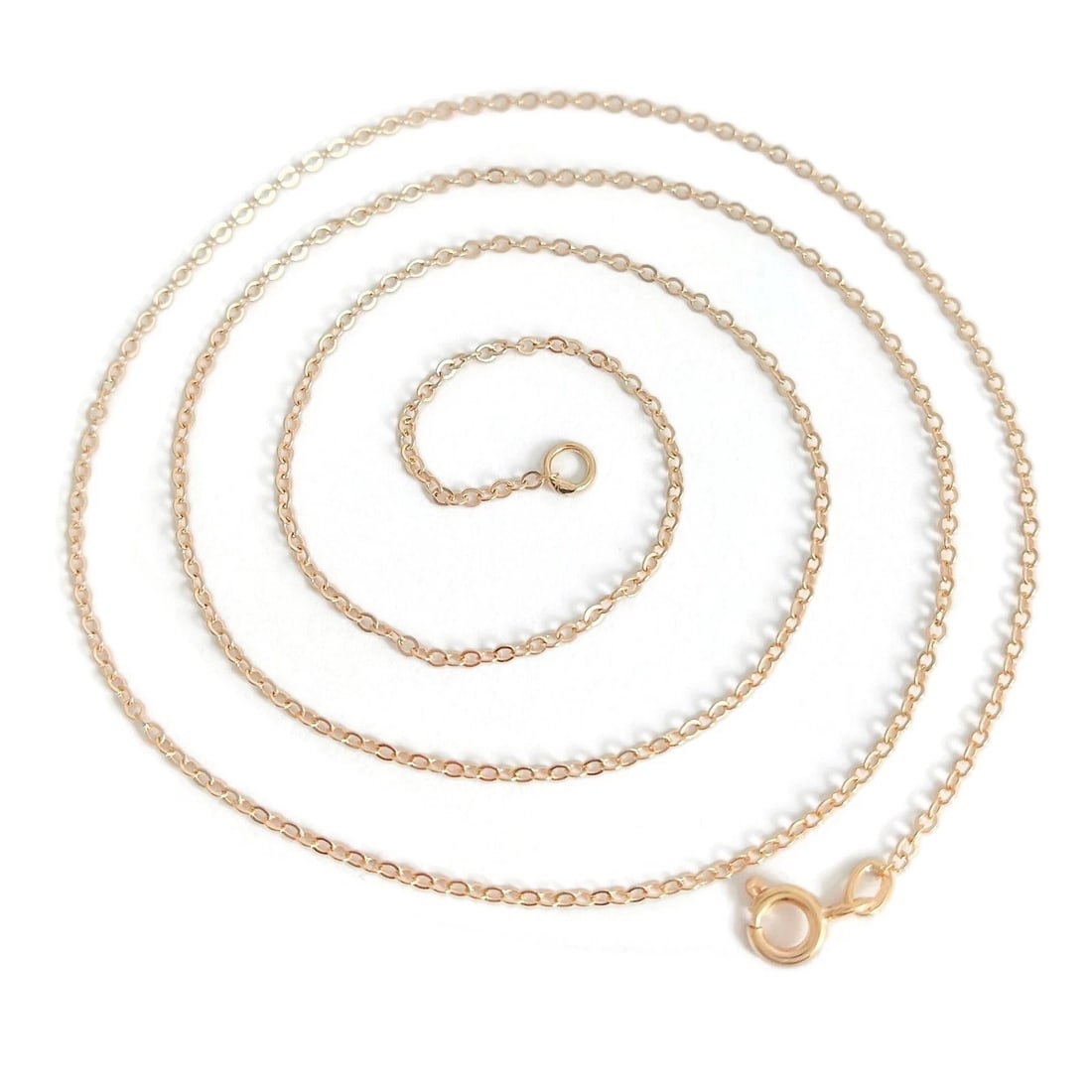 LONG THIN CURB CHAIN NECKLACE 14K ROSE GOLD: Long Thin Curb Chain Necklace 14K Rose Gold Brand: Unbranded Type/Style: Necklace Material: 14K Rose Gold, Color: Gold Size: Length: 24 inches Width: 1.6 mm Accessories: None Accessories Notice: When